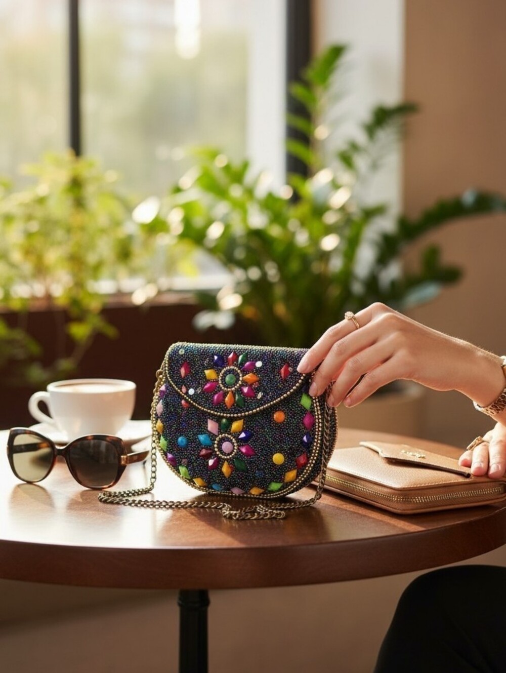 Vintage Handmade Mosaic Mini Crossbody Clutch